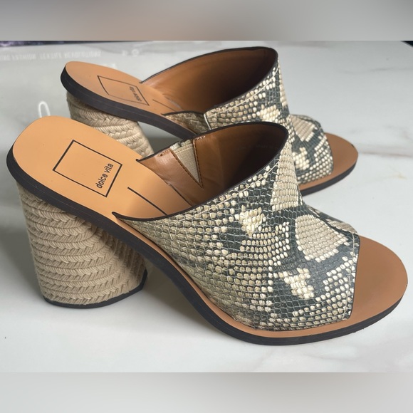 Dolce Vita Alba Snake Print Embossed Leather Pep toes Mules - Picture 2 of 6